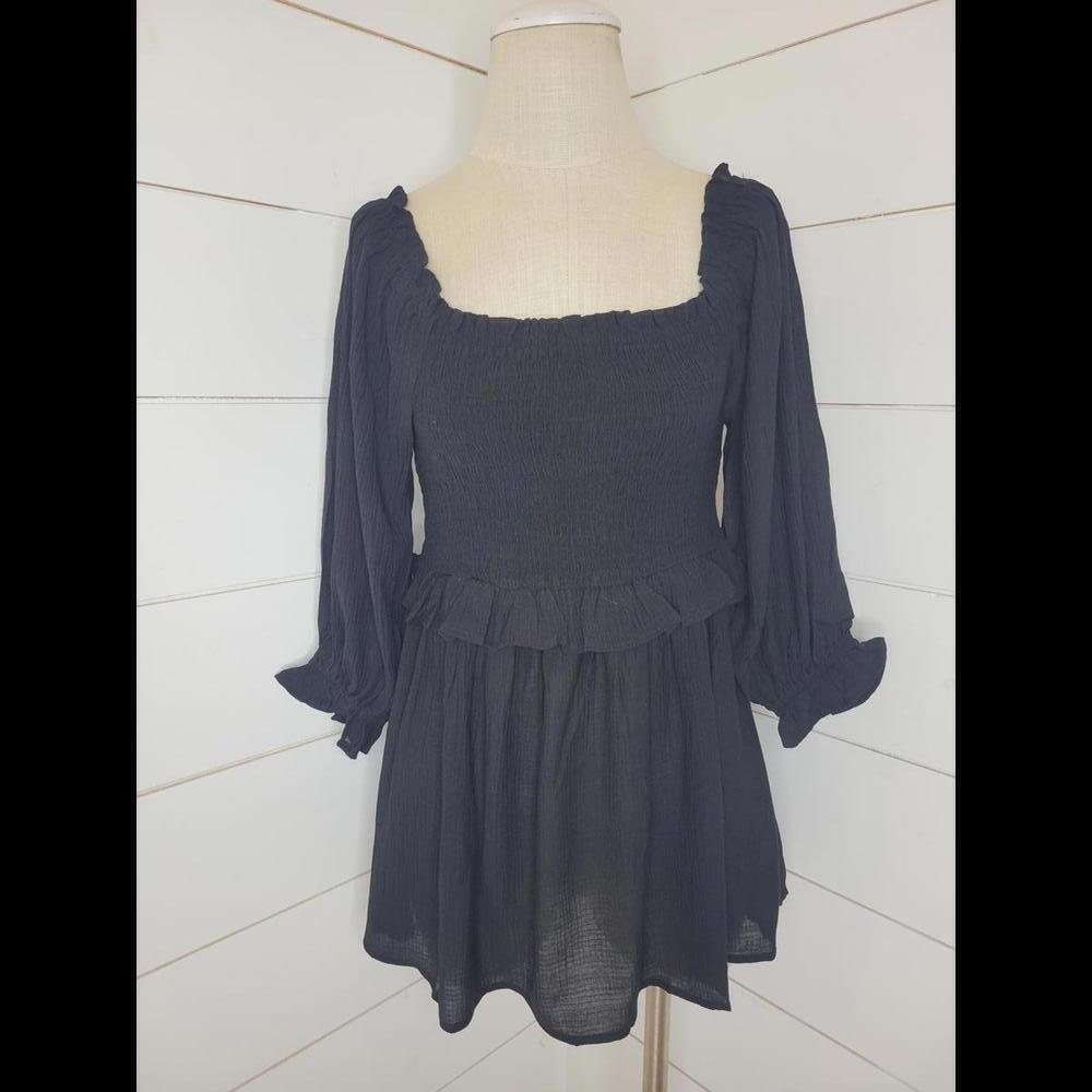 NWT Boutique Oddy black babydoll top. Bohemian